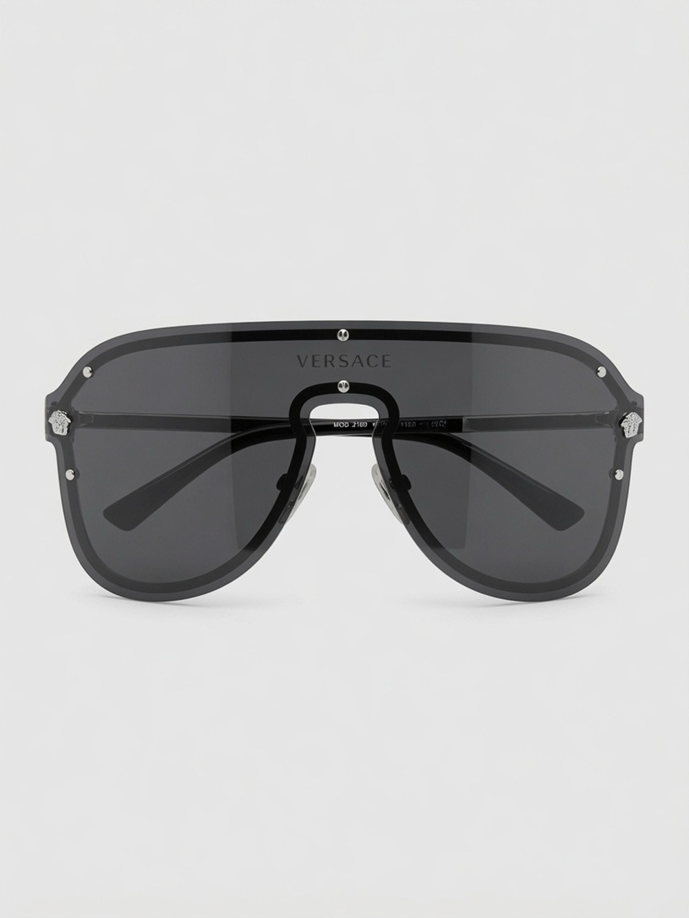 Versace Men’s Black Shield Sunglasses with Silver Accents